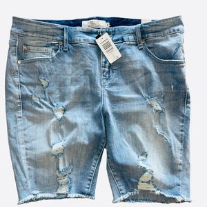 Torrid Distressed Raw Hem Jean Shorts-16